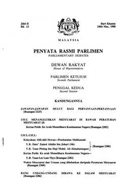 Penyata Rasmi Parlimen Parliamentary Debates