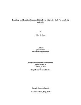 Locating and Reading Trauma Ethically in Charlotte Delbo's