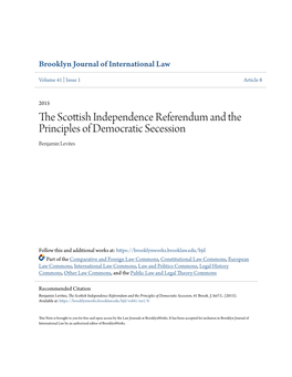 The Scottish Independence Referendum and the Principles of Democratic Secession, 41 Brook