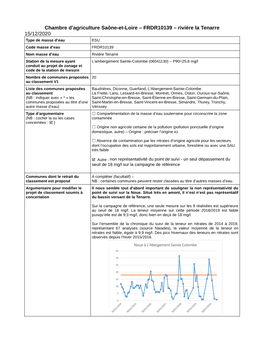 Chambre D'agriculture Saône-Et-Loire – FRDR10139 – Rivière La Tenarre