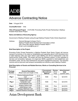 Promoting Public Private Partnership in Madhya Pradesh Road Sector Project