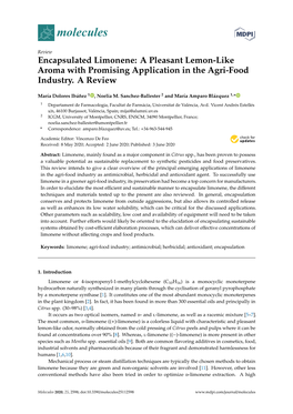 Encapsulated Limonene: a Pleasant Lemon-Like Aroma with Promising Application in the Agri-Food Industry