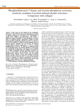 Phosphatidylinositol 3P-Kinase and Tyrosine-Phosphatase Activation Positively Modulate Convulxin-Induced Platelet Activation