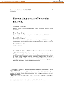 Recognizing a Class of Bicircular Matroids
