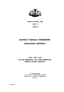 1981 Census Handbook- Wayanad District
