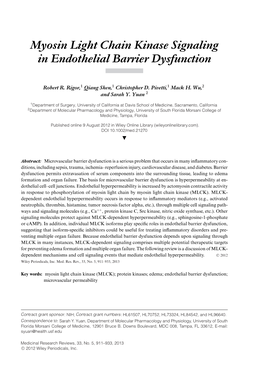 Myosin Light Chain Kinase Signaling in Endothelial Barrier Dysfunction