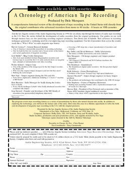 A Chronology of American Tape Recording