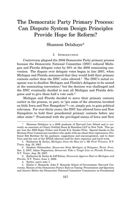 The Democratic Party Primary Process: Can Dispute System Design Principles Provide Hope for Reform?