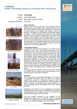 LOADTEST O-Cell® Technology, Bridges Over the Zambezi River, Mozambique