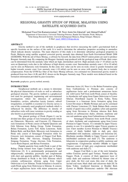 Regional Gravity Study of Perak, Malaysia Using Satellite Acquired Data