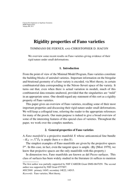 Rigidity Properties of Fano Varieties