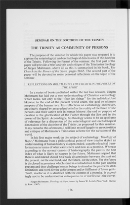 The Trinity As Community of Persons