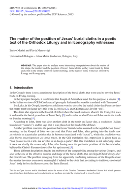 The Matter of the Position of Jesus\' Burial Cloths in A