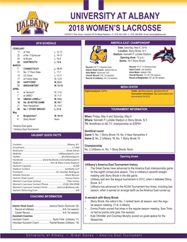 University at Albany 2018 Women's Lacrosse