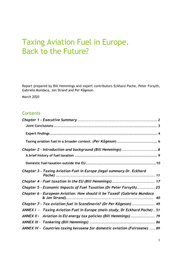 Study: Taxing Aviation Fuel in Europe. Back to the Future?