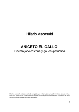 Hilario Ascasubi ANICETO EL GALLO