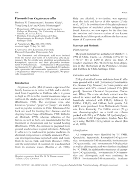 Flavonols from Cryptocarya Alba Only One Alkaloid, (-I-)-Reticuline, Was Reported Barbara N