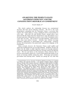 Awakening the People's Giant: Sovereign Immunity and The