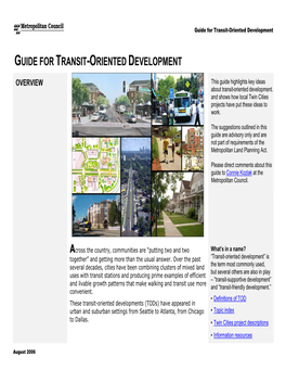 Guide for Transit-Oriented Development