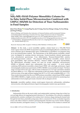 NH2-MIL-53(Al) Polymer Monolithic Column for In-Tube Solid-Phase Microextraction Combined with UHPLC-MS/MS for Detection of Trace Sulfonamides in Food Samples