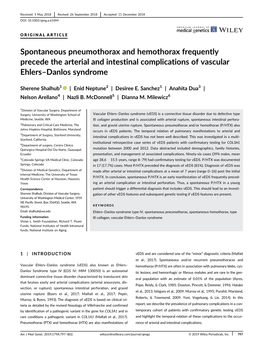 Spontaneous Pneumothorax and Hemothorax Frequently Precede the Arterial and Intestinal Complications of Vascular Ehlers–Danlos Syndrome