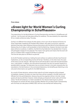 «Green Light for World Women's Curling Championship