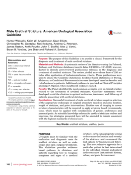 Male Urethral Stricture: American Urological Association Guideline