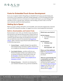 Fonts for Embedded Touch Screen