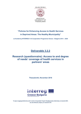Access to and Degree of Needs' Coverage of Health Services In