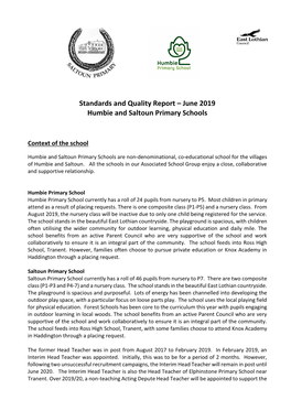 Humbie and Saltoun Primary Schools Standards and Quality Report