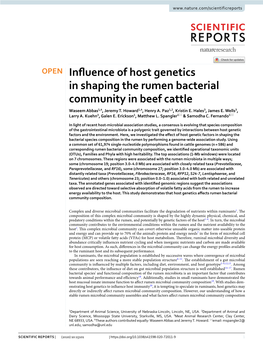 Influence of Host Genetics in Shaping the Rumen Bacterial Community In