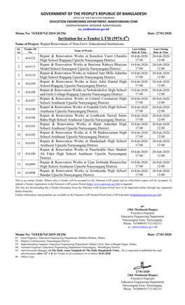 GOVERNMENT of the PEOPLE's REPUBLIC of BANGLADESH Invitation for E-Tender LTM (5974-4Th)