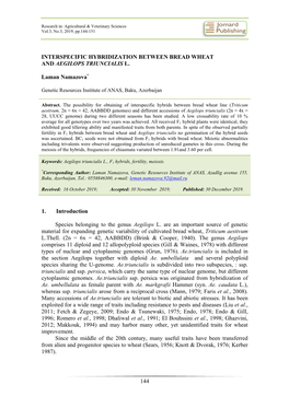 144 Interspecific Hybridization Between