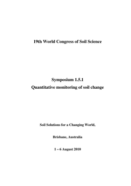 19Th World Congress of Soil Science Symposium 1.5.1 Quantitative