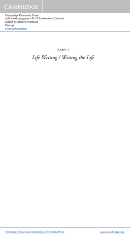 Life Writing / Writing the Life