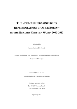 Representations of Anne Boleyn in the English Written Word, 2000-2012