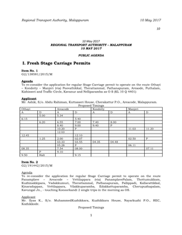 I. Fresh Stage Carriage Permits