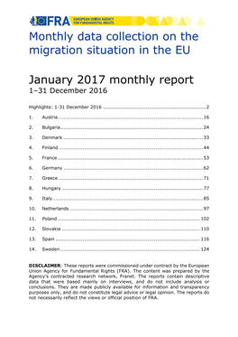 Monthly Data Collection on the Migration Situation in the EU