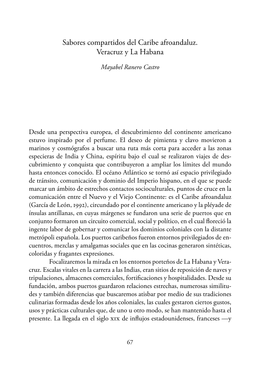 Sabores Compartidos Del Caribe Afroandaluz. Veracruz Y La Habana