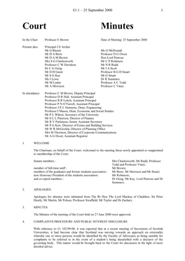 Court Minutes 2000-2001, Heriot-Watt University, Edinburgh