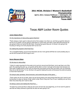 Texas A&M Locker Room Quotes
