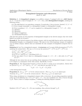 Triangulated Categories and T-Structures March 27, 2007