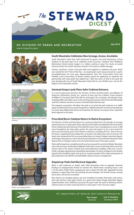 NC DIVISION of PARKS and RECREATION July 2018