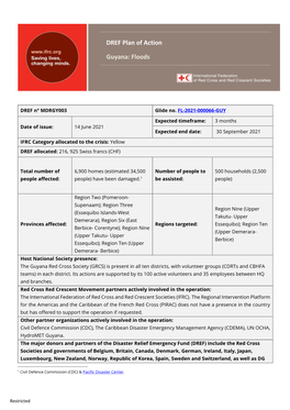 DREF Plan of Action Guyana: Floods