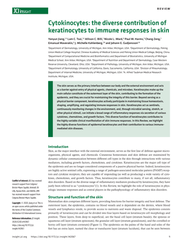 The Diverse Contribution of Keratinocytes to Immune Responses in Skin