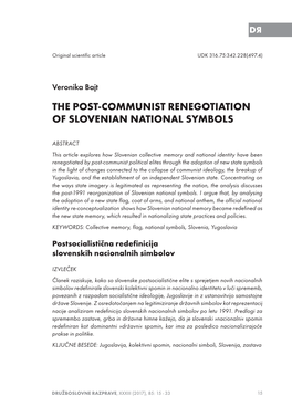 The Post-Communist Renegotiation of Slovenian National Symbols