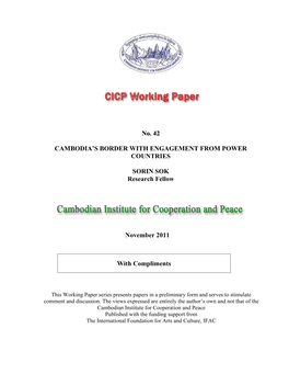 CICP Working Paper No. 42: Cambodia's Border With