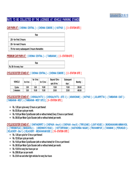 Rate to Be Collected by the Licensee at Vehicle Parking Stands