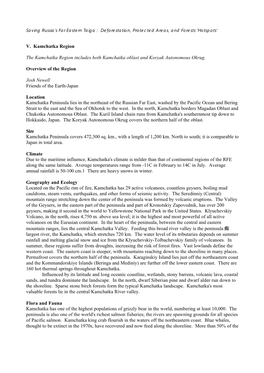 V. Kamchatka Region the Kamchatka Region Includes Both Kamchatka Oblast and Koryak Autonomous Okrug. Overview of the Region