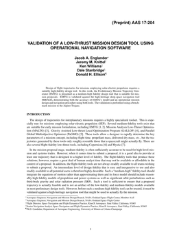 Aas 17-204 Validation of a Low-Thrust Mission Design